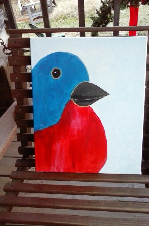 Another Hatchett Job, photo by Jan Hatchett, acrylic on canvas, painted bunting, painting, crafts, frugal life, frugal gifts